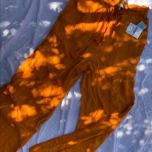 Forever 21 high waisted orange flowy pants NWT